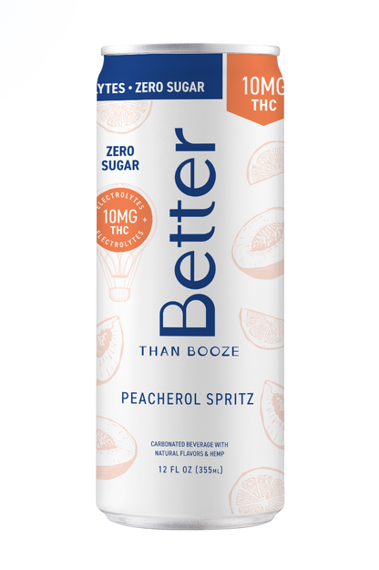 10MG THC Peacherol Spritz, ZERO sugar + Electrolytes